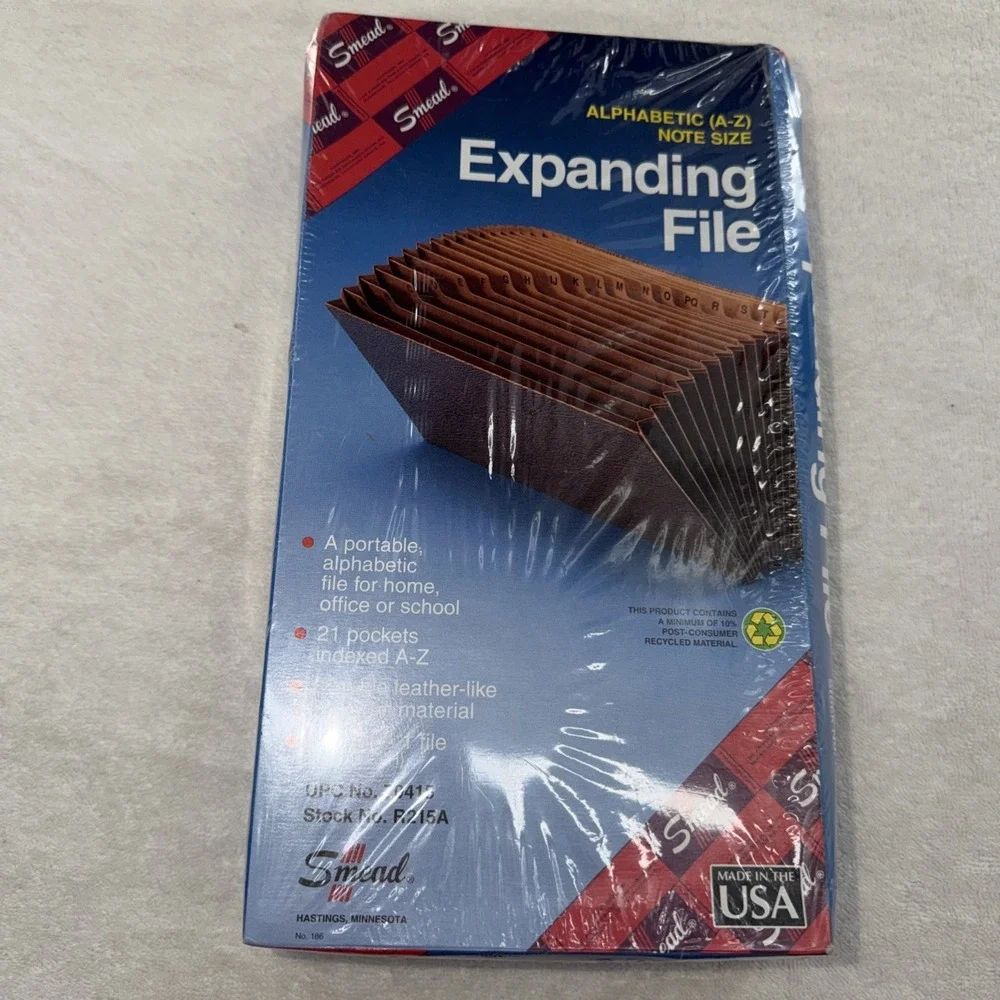 NEW Smead 70415 Note Size 21 Pockets File Organizer Brown Leather Like Finish